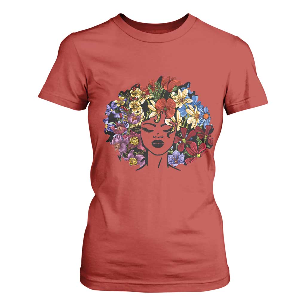 Black History T Shirt For Women For Women Afro Flower Hair Juneteenth