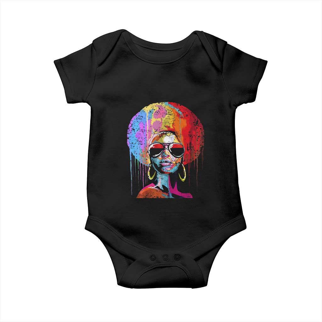 Afro Woman Baby Onesie Black Queen Melanin Dripping Juneteenth