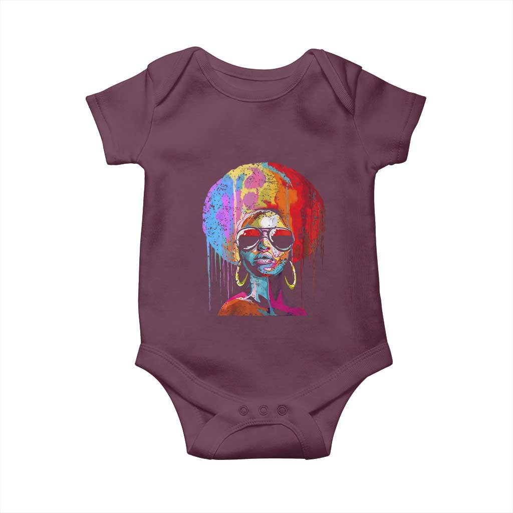 Afro Woman Baby Onesie Black Queen Melanin Dripping Juneteenth