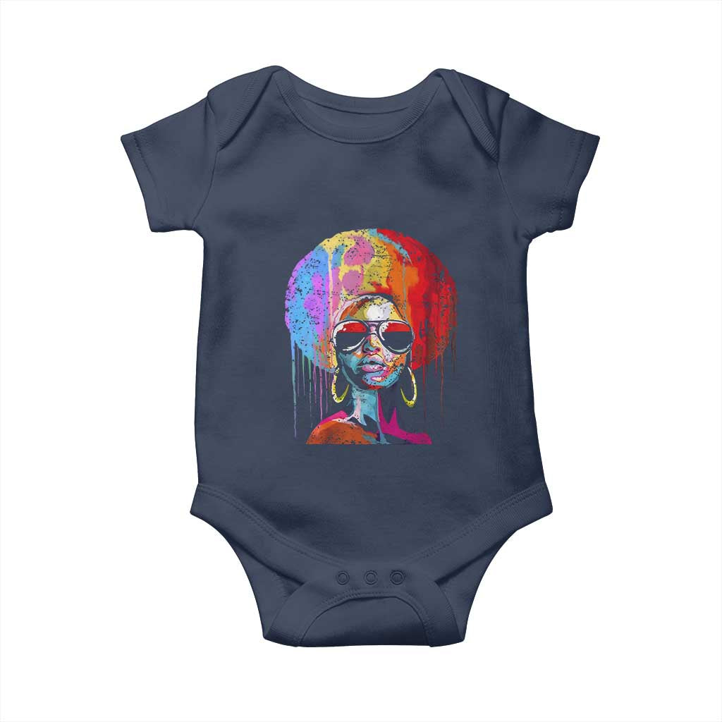 Afro Woman Baby Onesie Black Queen Melanin Dripping Juneteenth