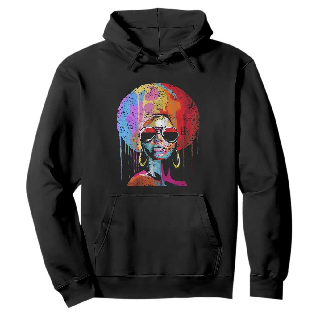 Afro Woman Hoodie Black Queen Melanin Dripping Juneteenth