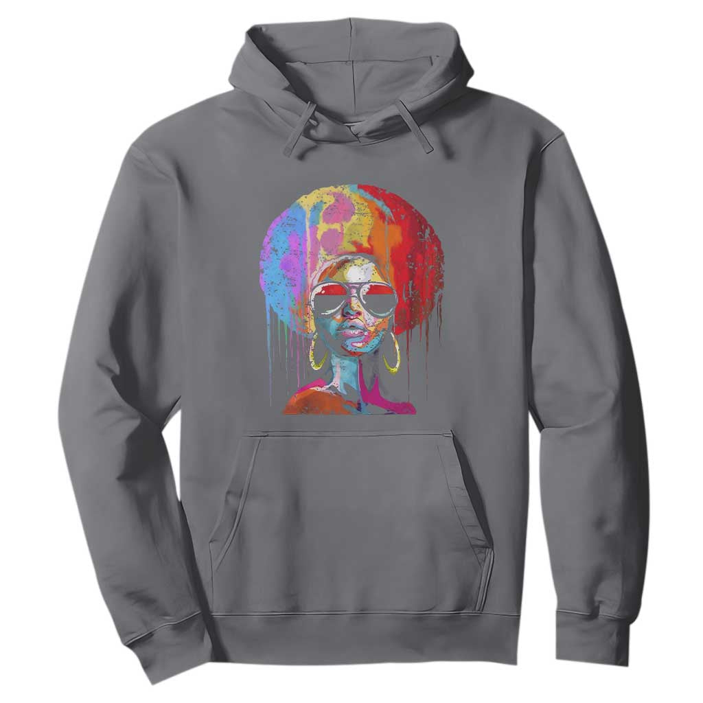Afro Woman Hoodie Black Queen Melanin Dripping Juneteenth