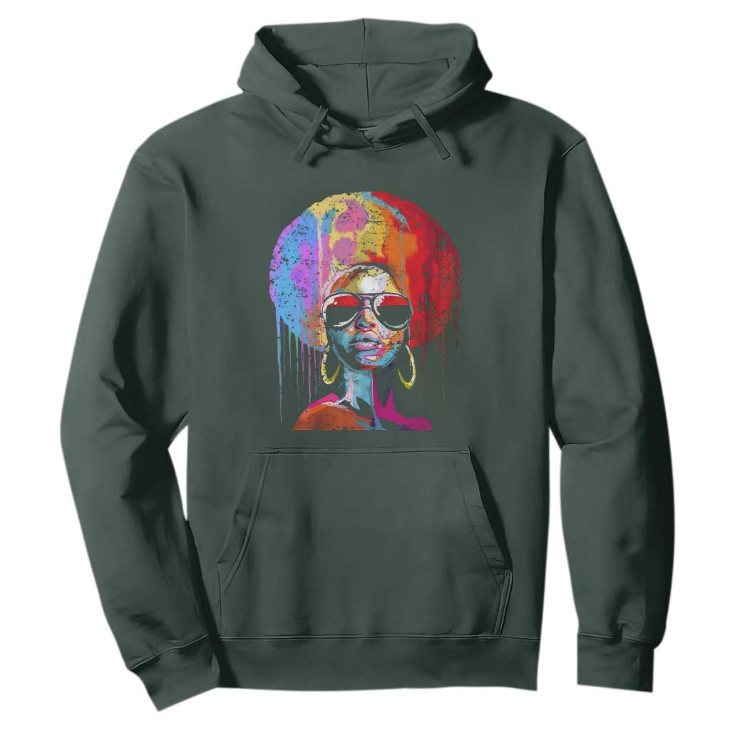 Afro Woman Hoodie Black Queen Melanin Dripping Juneteenth