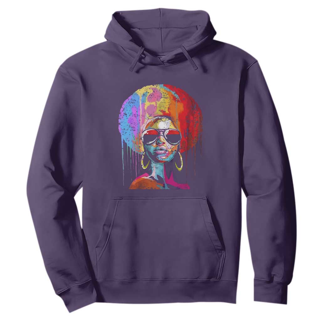 Afro Woman Hoodie Black Queen Melanin Dripping Juneteenth