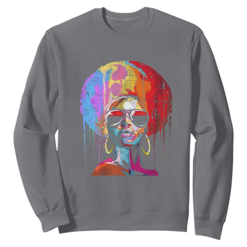 Afro Woman Sweatshirt Black Queen Melanin Dripping Juneteenth
