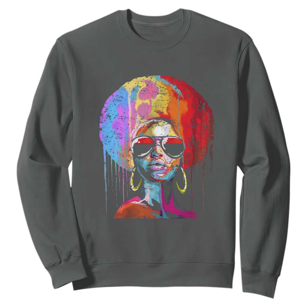 Afro Woman Sweatshirt Black Queen Melanin Dripping Juneteenth
