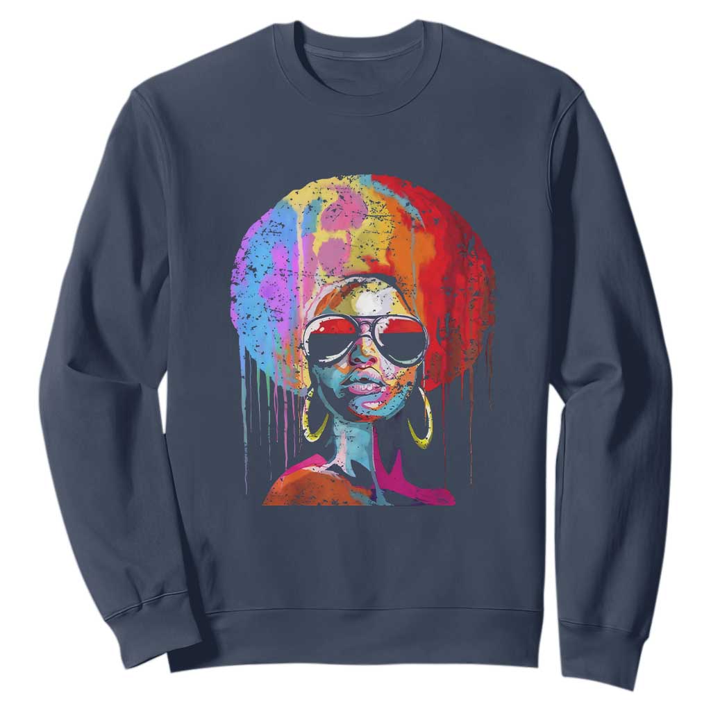Afro Woman Sweatshirt Black Queen Melanin Dripping Juneteenth