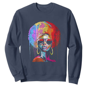Afro Woman Sweatshirt Black Queen Melanin Dripping Juneteenth