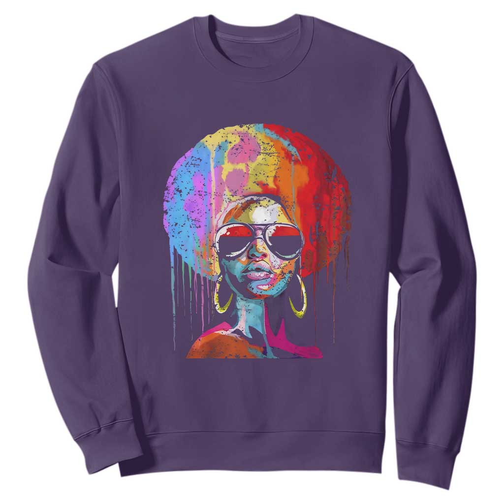Afro Woman Sweatshirt Black Queen Melanin Dripping Juneteenth
