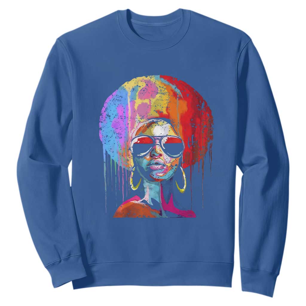 Afro Woman Sweatshirt Black Queen Melanin Dripping Juneteenth