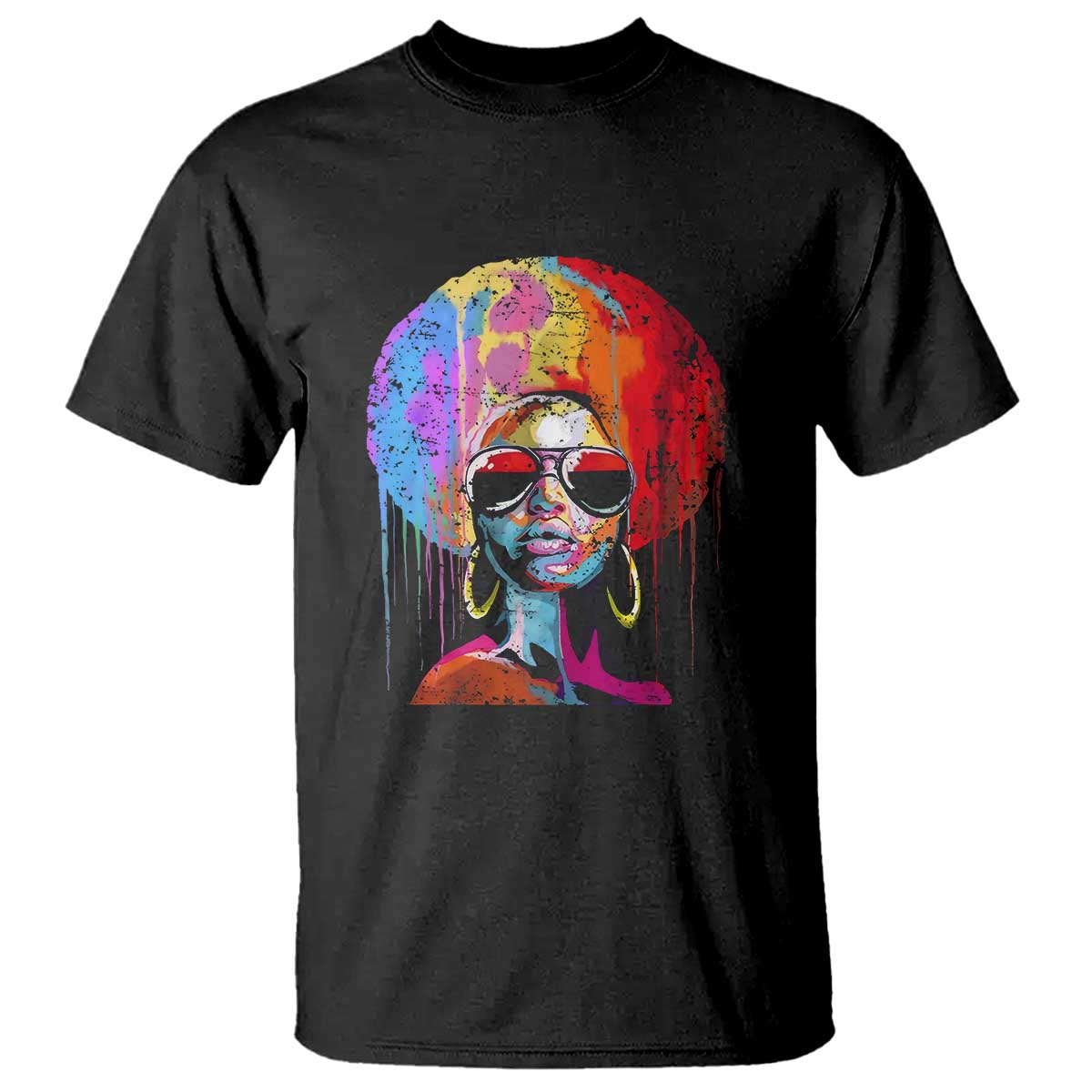 Afro Woman T Shirt Black Queen Melanin Dripping Juneteenth