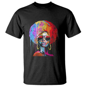 Afro Woman T Shirt Black Queen Melanin Dripping Juneteenth