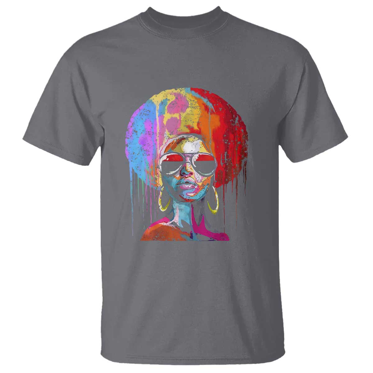 Afro Woman T Shirt Black Queen Melanin Dripping Juneteenth