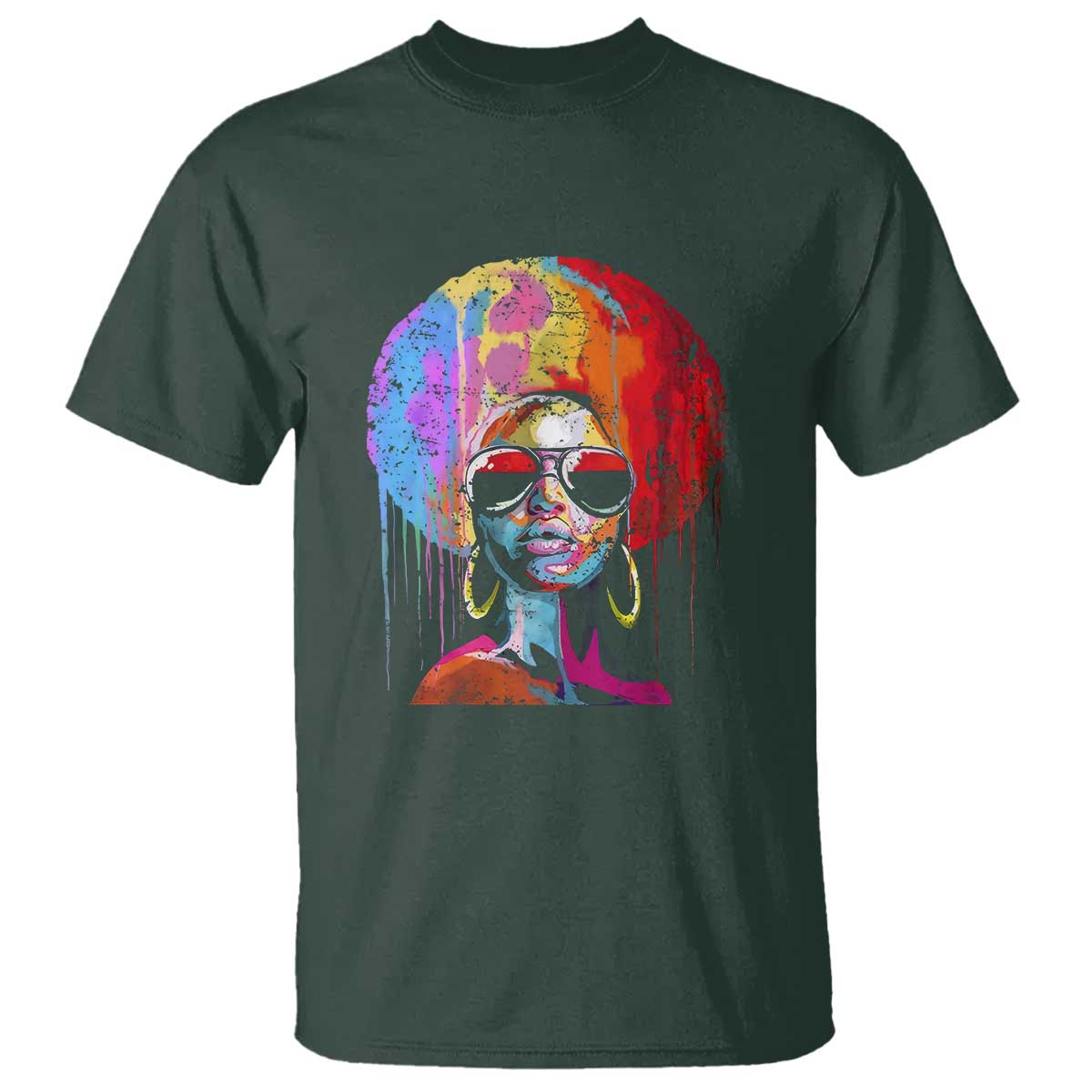 Afro Woman T Shirt Black Queen Melanin Dripping Juneteenth