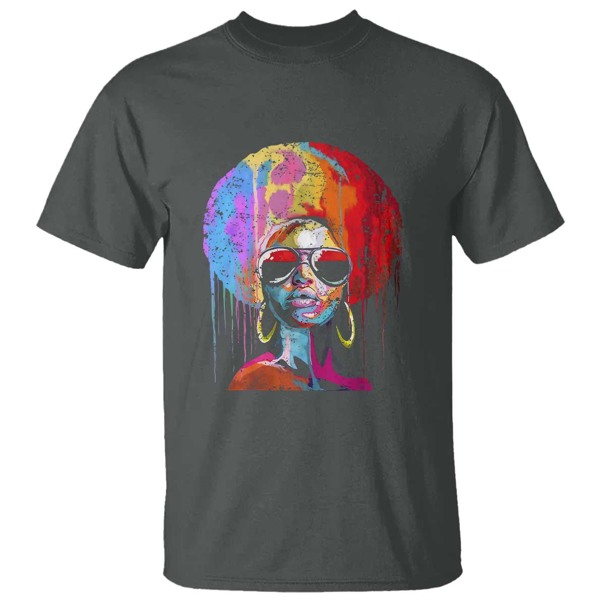 Afro Woman T Shirt Black Queen Melanin Dripping Juneteenth