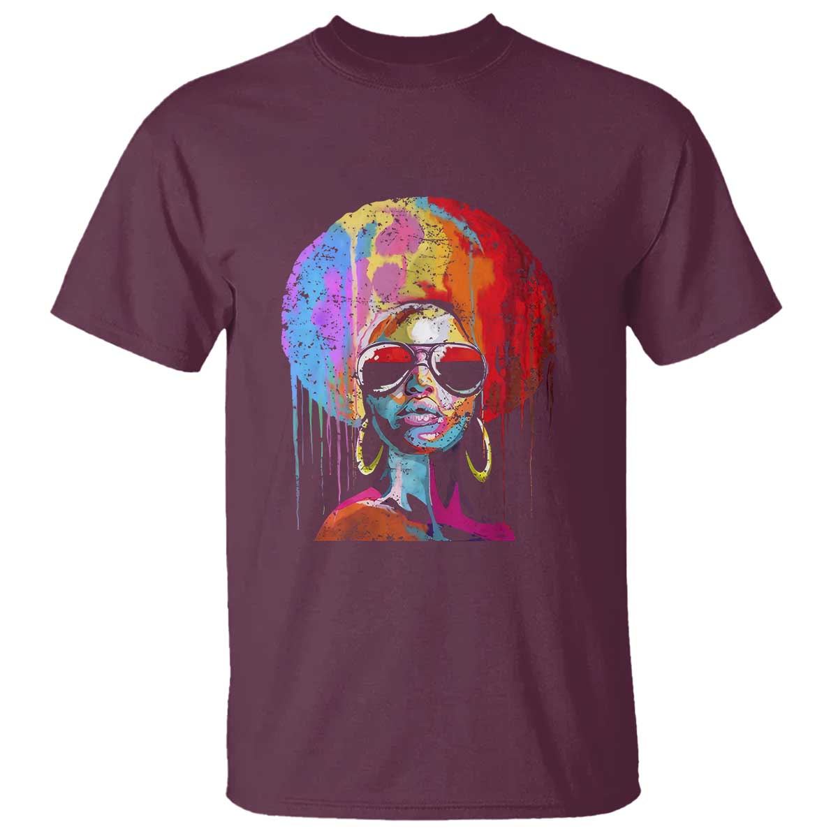 Afro Woman T Shirt Black Queen Melanin Dripping Juneteenth
