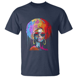 Afro Woman T Shirt Black Queen Melanin Dripping Juneteenth