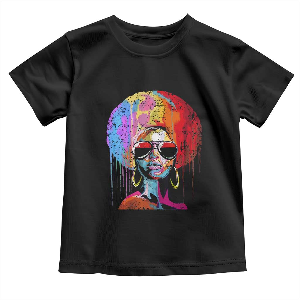 Afro Woman Toddler T Shirt Black Queen Melanin Dripping Juneteenth