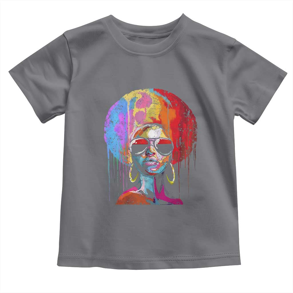 Afro Woman Toddler T Shirt Black Queen Melanin Dripping Juneteenth