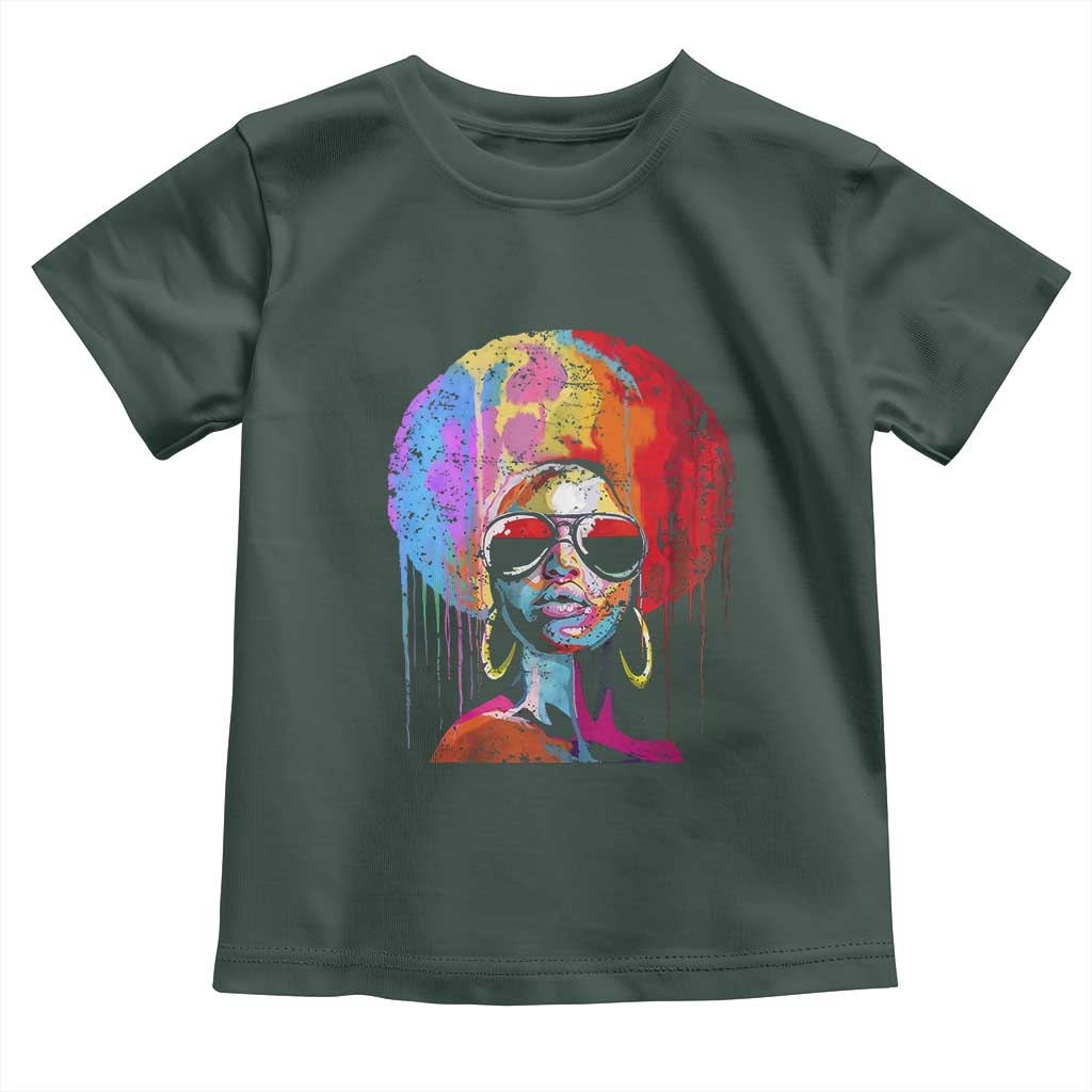Afro Woman Toddler T Shirt Black Queen Melanin Dripping Juneteenth