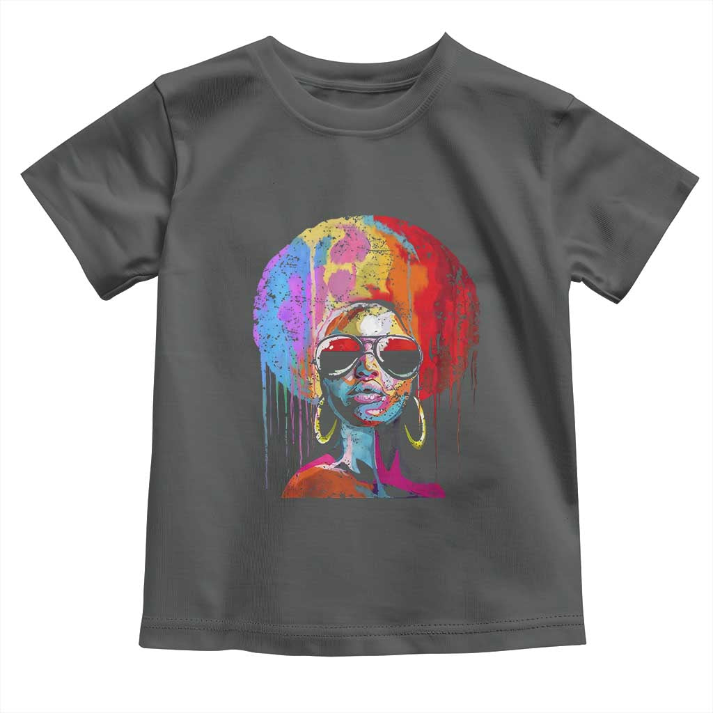 Afro Woman Toddler T Shirt Black Queen Melanin Dripping Juneteenth