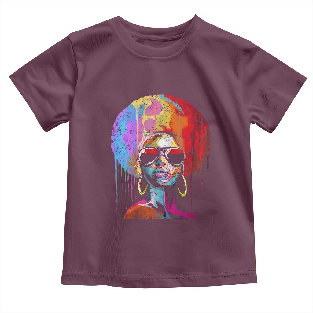 Afro Woman Toddler T Shirt Black Queen Melanin Dripping Juneteenth