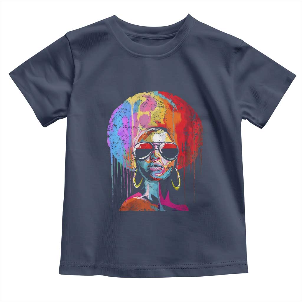 Afro Woman Toddler T Shirt Black Queen Melanin Dripping Juneteenth