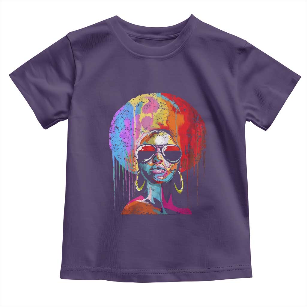 Afro Woman Toddler T Shirt Black Queen Melanin Dripping Juneteenth
