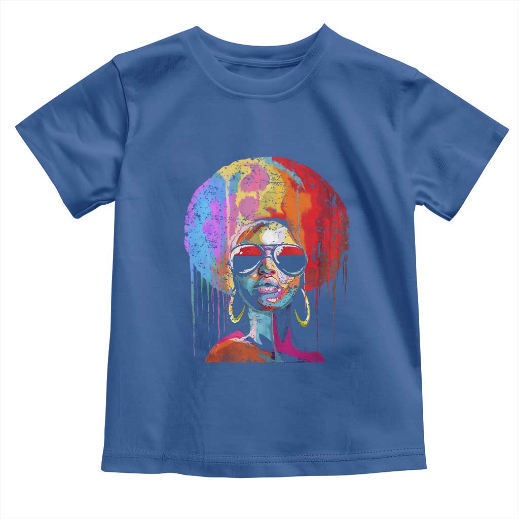 Afro Woman Toddler T Shirt Black Queen Melanin Dripping Juneteenth