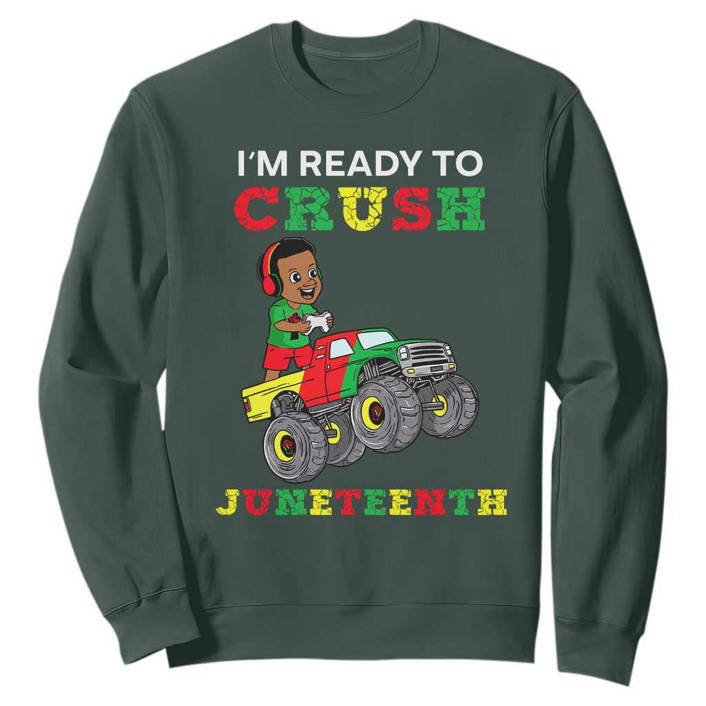 Black Boy Gamer Sweatshirt I'm Ready To Crush Juneteenth for Boys Toddler