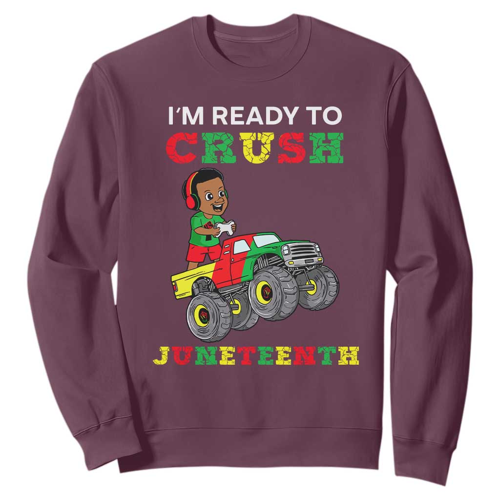 Black Boy Gamer Sweatshirt I'm Ready To Crush Juneteenth for Boys Toddler
