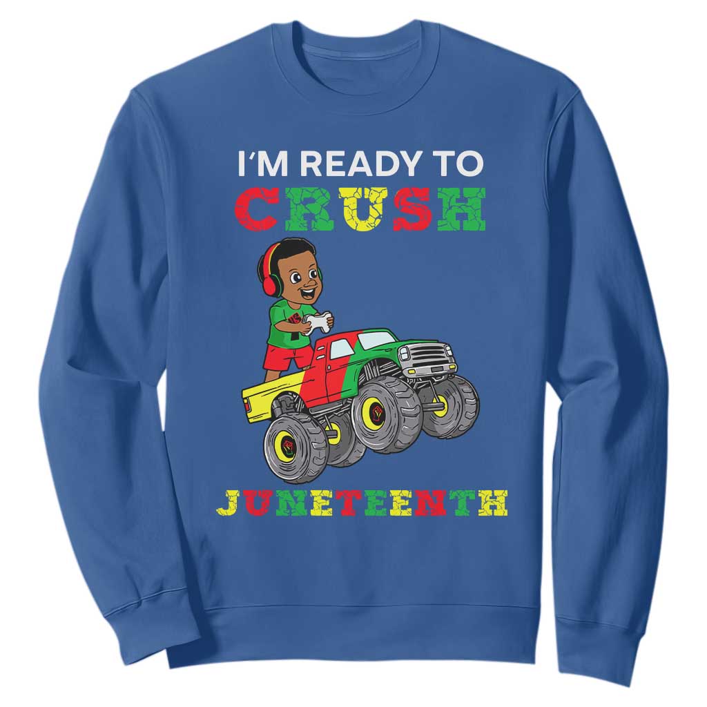 Black Boy Gamer Sweatshirt I'm Ready To Crush Juneteenth for Boys Toddler