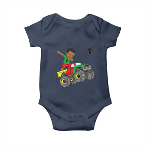 Funny Black History Baby Onesie African Kids Dabbing Black King In Monster Truck