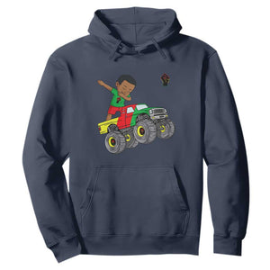 Funny Black History Hoodie African Kids Dabbing Black King In Monster Truck