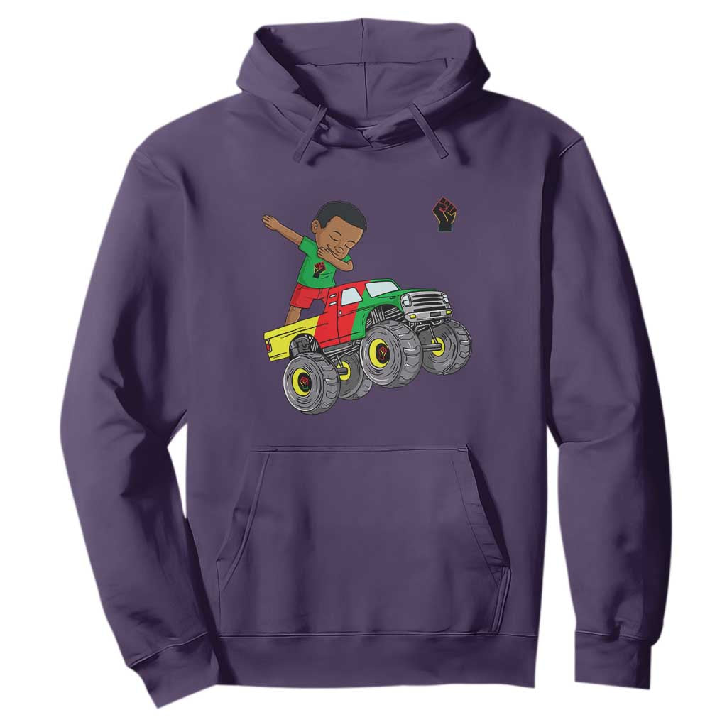 Funny Black History Hoodie African Kids Dabbing Black King In Monster Truck