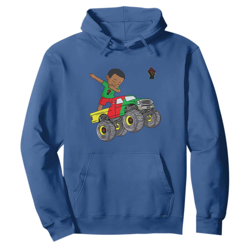 Funny Black History Hoodie African Kids Dabbing Black King In Monster Truck