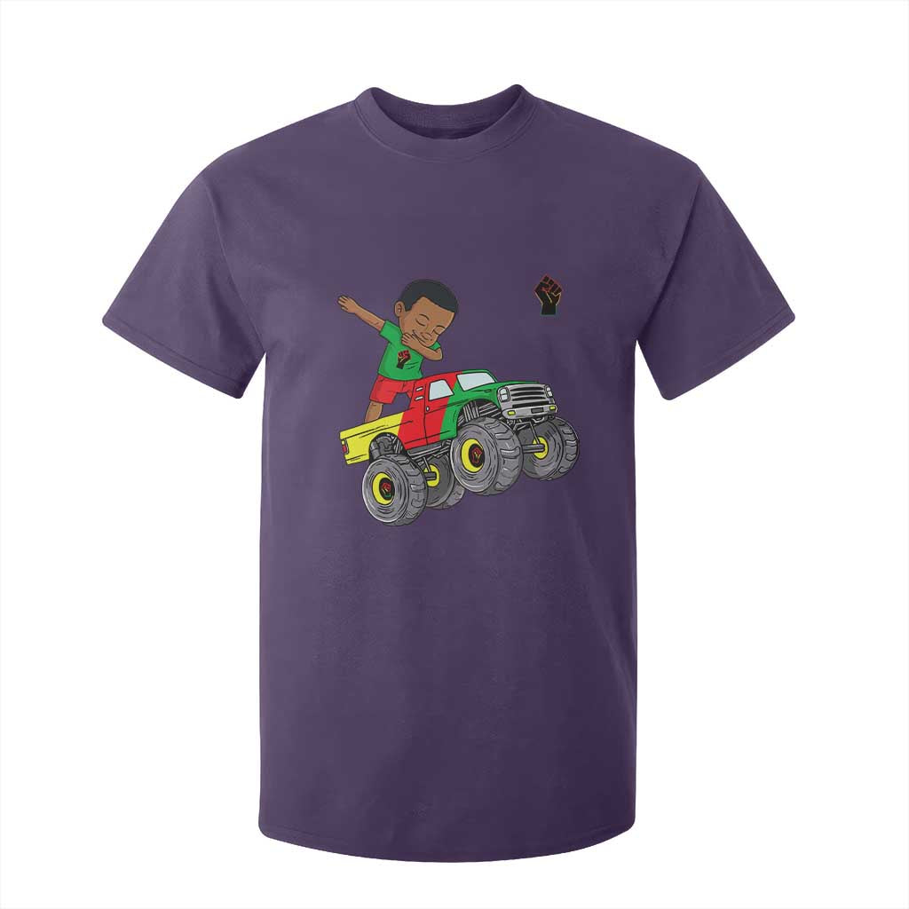 Funny Black History T Shirt For Kid African Kids Dabbing Black King In Monster Truck