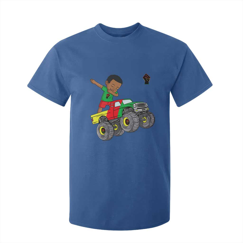 Funny Black History T Shirt For Kid African Kids Dabbing Black King In Monster Truck
