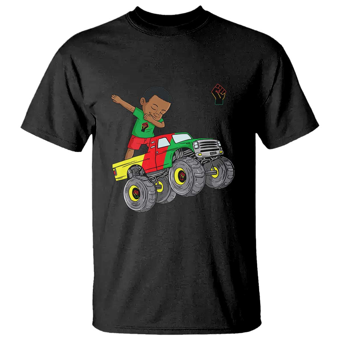 Funny Black History T Shirt African Kids Dabbing Black King In Monster Truck