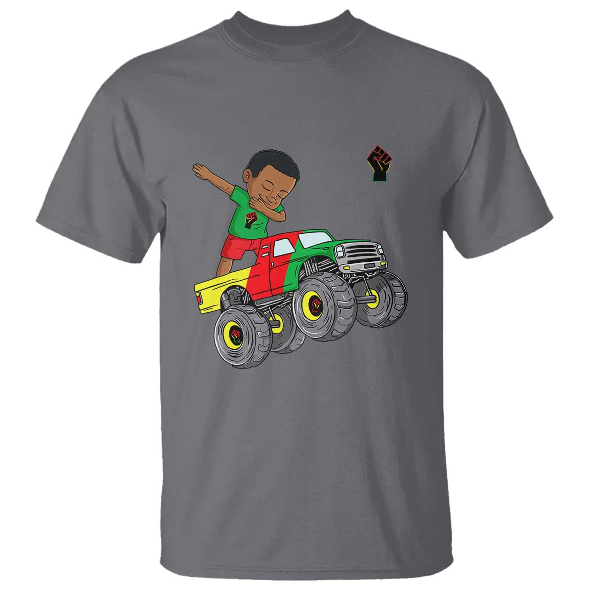 Funny Black History T Shirt African Kids Dabbing Black King In Monster Truck
