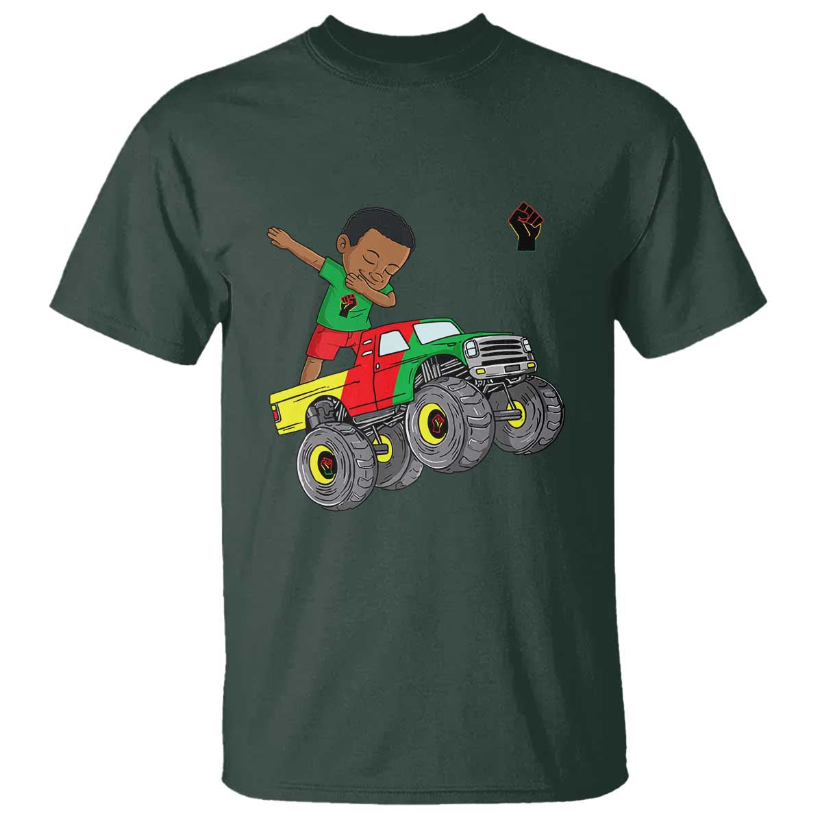 Funny Black History T Shirt African Kids Dabbing Black King In Monster Truck