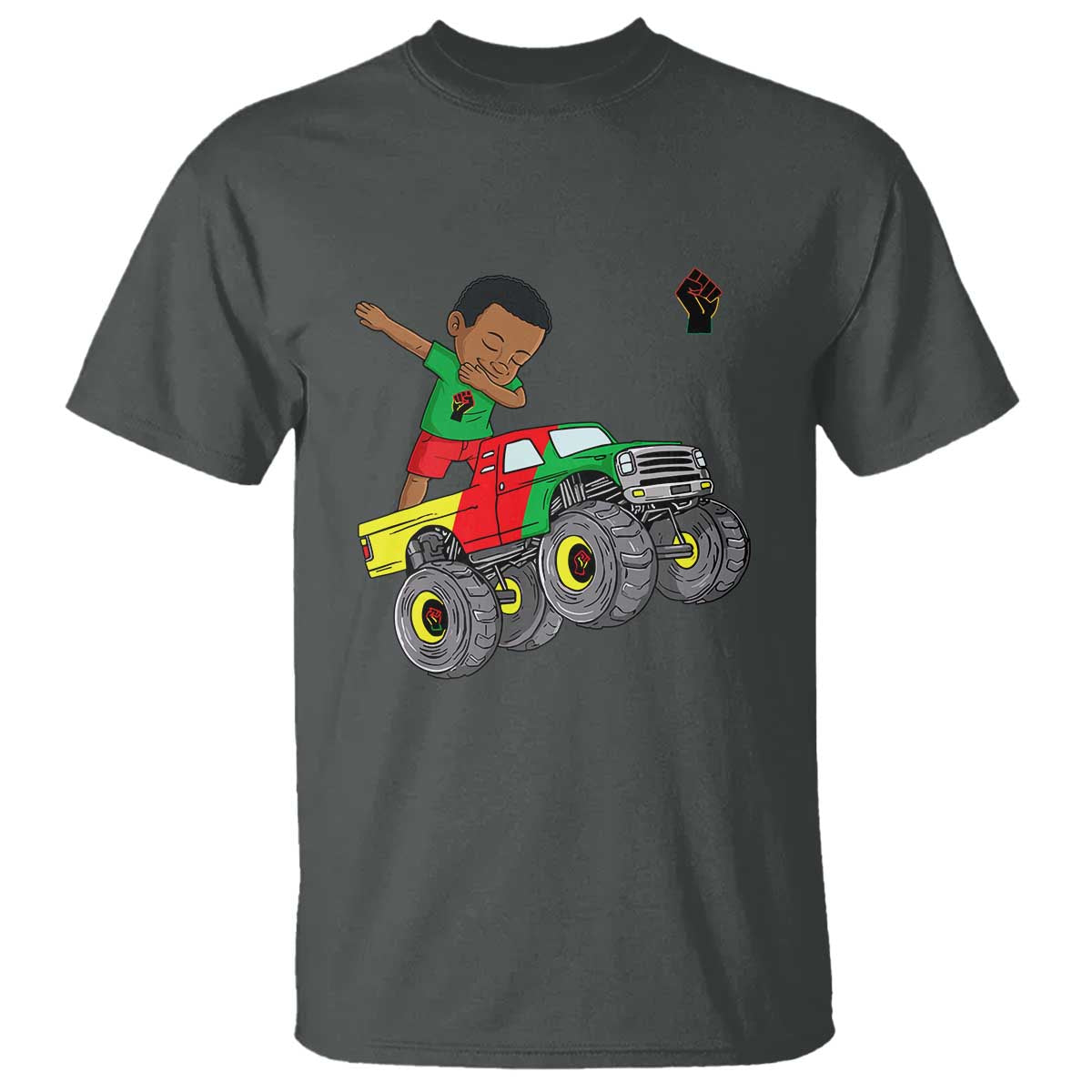 Funny Black History T Shirt African Kids Dabbing Black King In Monster Truck