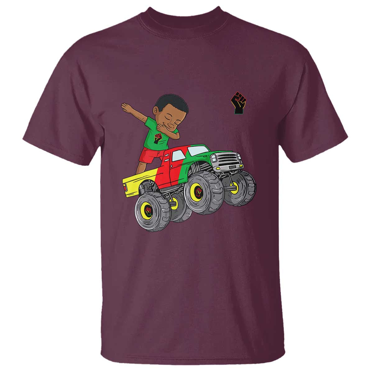 Funny Black History T Shirt African Kids Dabbing Black King In Monster Truck