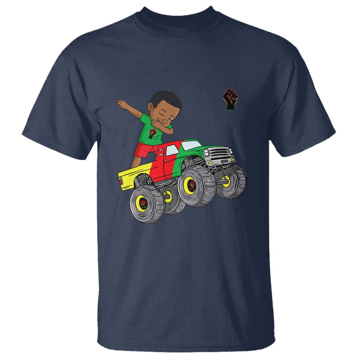 Funny Black History T Shirt African Kids Dabbing Black King In Monster Truck
