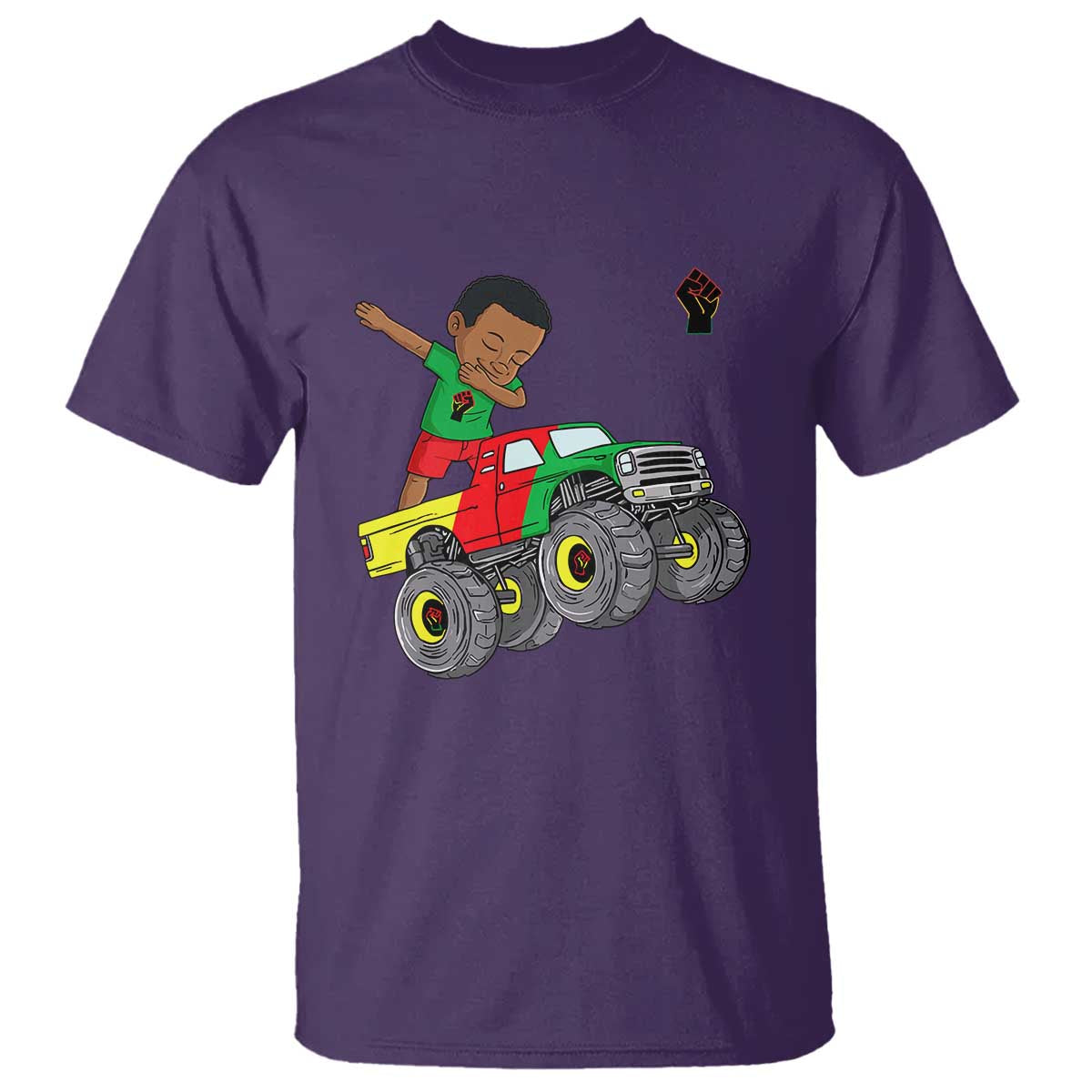 Funny Black History T Shirt African Kids Dabbing Black King In Monster Truck