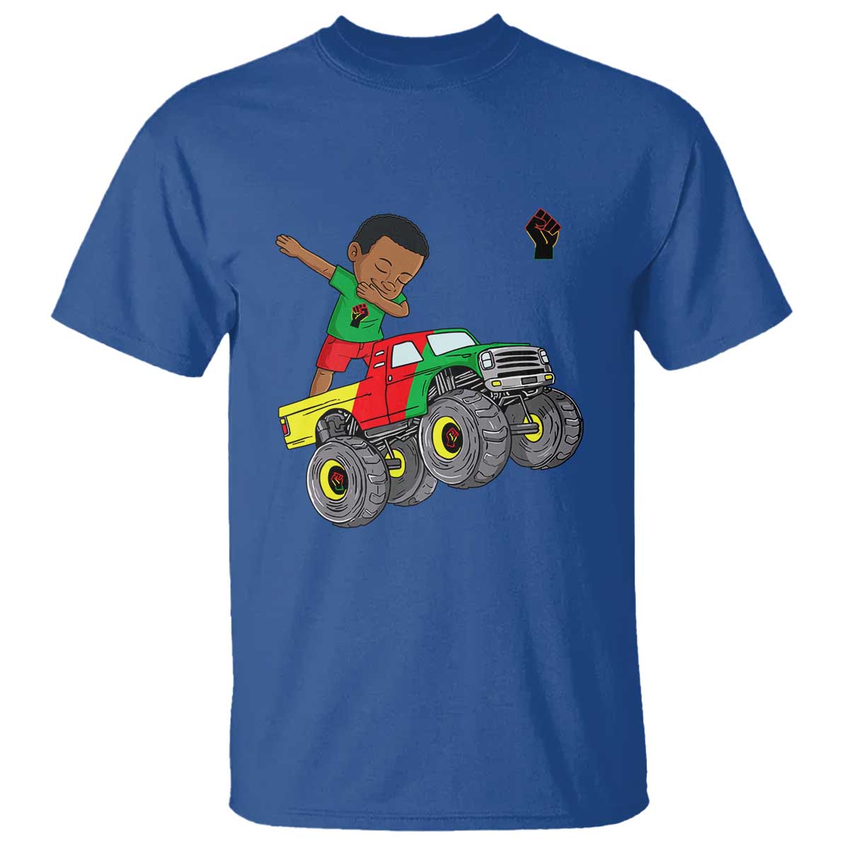 Funny Black History T Shirt African Kids Dabbing Black King In Monster Truck