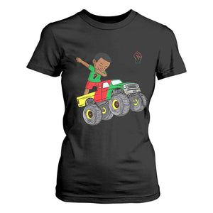 Funny Black History T Shirt For Women African Kids Dabbing Black King In Monster Truck