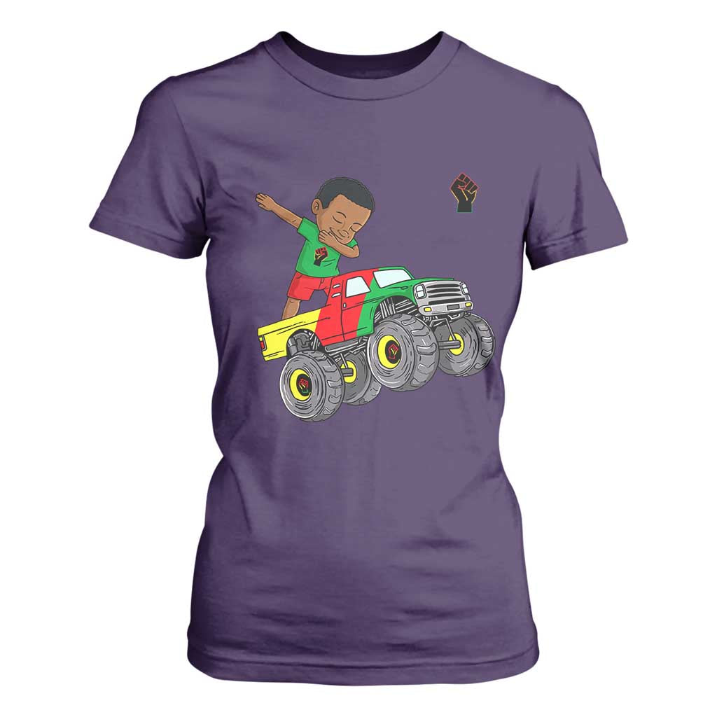Funny Black History T Shirt For Women African Kids Dabbing Black King In Monster Truck