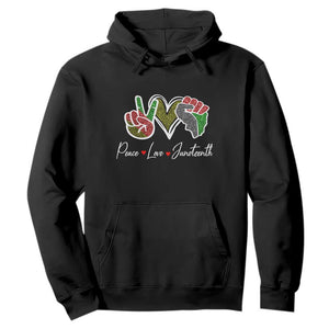 Peace Love Juneteenth Hoodie Black Freedom