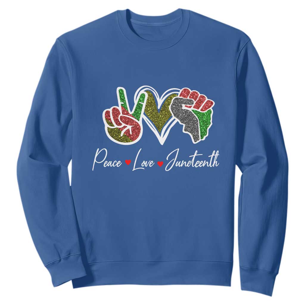 Peace Love Juneteenth Sweatshirt Black Freedom